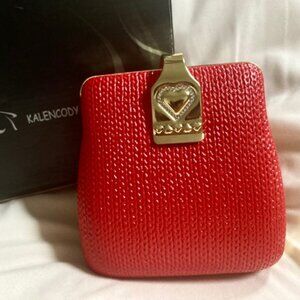 VINTAGE  - Kalencody Red Leather and Swarvoski Crystal Bag